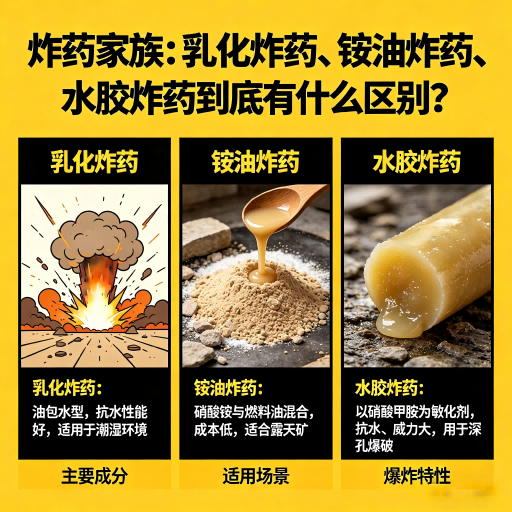 海州炸药家族：乳化炸药、铵油炸药、水胶炸药到底有什么区别？